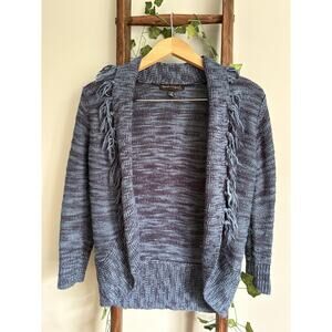Derek Heart Girls L-14 Blue Gray Fringe Cardigan Sweater Acrylic